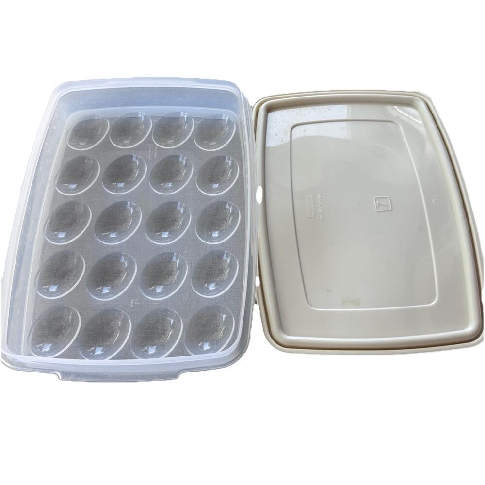 VINTAGE RUBBERMAID SERVIN' SAVER DEVILED EGG CONTAINER W/LID 20 CAPACITY #0070